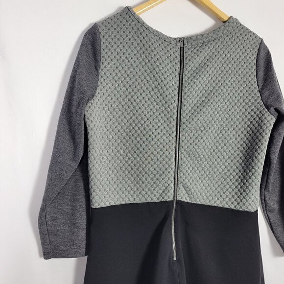 Ann Taylor Loft Women's Quilted 3/4 Sleeve Grey Dress Size 8 - Picture 7 of 13